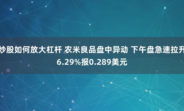 炒股如何放大杠杆 农米良品盘中异动 下午盘急速拉升6.29%报0.289美元