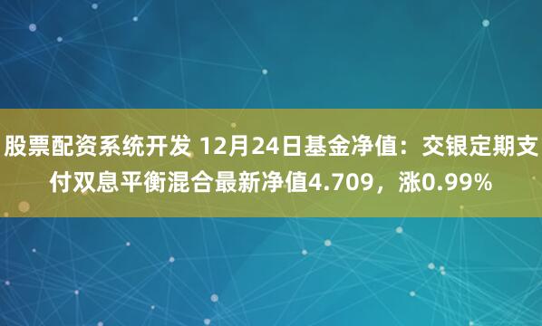 股票配资系统开发 12月24日基金净值：交银定期支付双息平衡混合最新净值4.709，涨0.99%